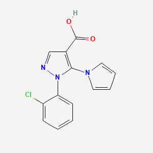 molecular formula C14H10ClN3O2 B2625430 1-(2-chlorophenyl)-5-(1H-pyrrol-1-yl)-1H-pyrazole-4-carboxylic acid CAS No. 1260919-27-4