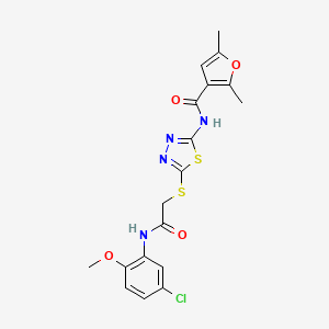 N-(5-((2-((5-chloro-2-methoxyphenyl)amino)-2-oxoethyl)thio)-1,3,4-thiadiazol-2-yl)-2,5-dimethylfuran-3-carboxamide
