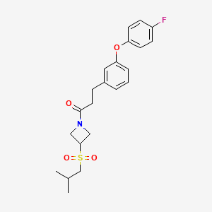 molecular formula C22H26FNO4S B2625449 3-(3-(4-Fluorophenoxy)phenyl)-1-(3-(isobutylsulfonyl)azetidin-1-yl)propan-1-one CAS No. 1797874-66-8