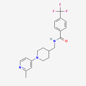 molecular formula C20H22F3N3O B2625452 N-((1-(2-甲基吡啶-4-基)哌啶-4-基)甲基)-4-(三氟甲基)苯甲酰胺 CAS No. 2034529-59-2