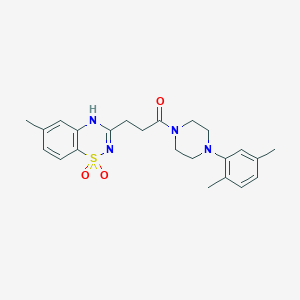 molecular formula C23H28N4O3S B2625454 3-{3-[4-(2,5-二甲基苯基)哌嗪-1-基]-3-氧代丙基}-6-甲基-2H-1,2,4-苯并噻二嗪 1,1-二氧化物 CAS No. 1031973-10-0