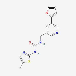 molecular formula C15H14N4O2S B2625460 1-((5-(呋喃-2-基)吡啶-3-基)甲基)-3-(5-甲基噻唑-2-基)脲 CAS No. 2329527-81-1