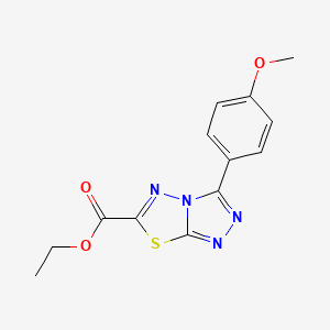 molecular formula C13H12N4O3S B2625461 Ethyl 3-(4-methoxyphenyl)-[1,2,4]triazolo[3,4-b][1,3,4]thiadiazole-6-carboxylate CAS No. 1110717-86-6