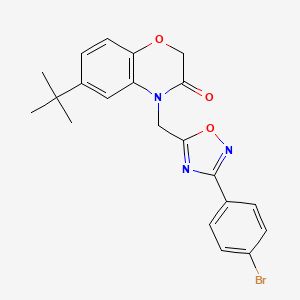molecular formula C21H20BrN3O3 B2625468 4-((3-(4-bromophenyl)-1,2,4-oxadiazol-5-yl)methyl)-6-(tert-butyl)-2H-benzo[b][1,4]oxazin-3(4H)-one CAS No. 1105209-28-6