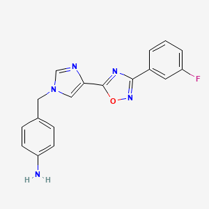 molecular formula C18H14FN5O B2625477 4-((4-(3-(3-fluorophenyl)-1,2,4-oxadiazol-5-yl)-1H-imidazol-1-yl)methyl)aniline CAS No. 1031578-13-8