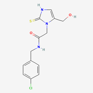 molecular formula C13H14ClN3O2S B2625480 N-(4-氯苄基)-2-(5-(羟甲基)-2-巯基-1H-咪唑-1-基)乙酰胺 CAS No. 941869-04-1
