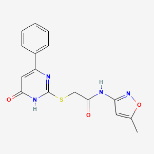 molecular formula C16H14N4O3S B2625482 N-(5-methyl-1,2-oxazol-3-yl)-2-[(6-oxo-4-phenyl-1,6-dihydropyrimidin-2-yl)sulfanyl]acetamide CAS No. 518017-92-0