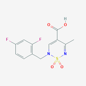 molecular formula C12H10F2N2O4S B2625488 2-(2,4-difluorobenzyl)-5-methyl-2H-1,2,6-thiadiazine-4-carboxylic acid 1,1-dioxide CAS No. 1775552-19-6