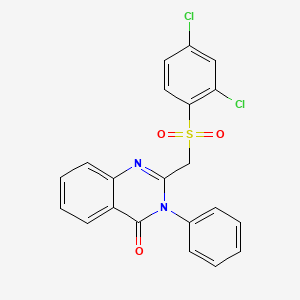 molecular formula C21H14Cl2N2O3S B2625498 2-{[(2,4-dichlorophenyl)sulfonyl]methyl}-3-phenyl-4(3H)-quinazolinone CAS No. 866049-01-6