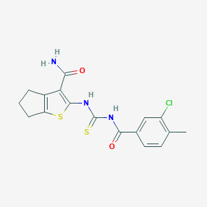 molecular formula C17H16ClN3O2S2 B262550 2-({[(3-chloro-4-methylbenzoyl)amino]carbothioyl}amino)-5,6-dihydro-4H-cyclopenta[b]thiophene-3-carboxamide 