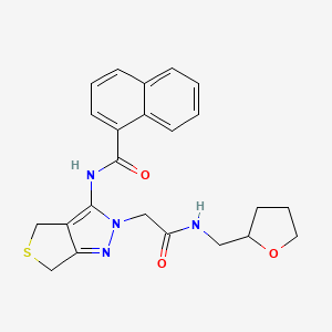 molecular formula C23H24N4O3S B2625504 N-(2-(2-oxo-2-(((tetrahydrofuran-2-yl)methyl)amino)ethyl)-4,6-dihydro-2H-thieno[3,4-c]pyrazol-3-yl)-1-naphthamide CAS No. 1105250-50-7