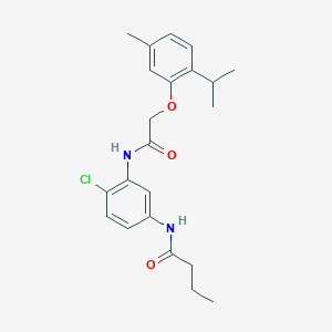 molecular formula C22H27ClN2O3 B262551 N-(4-chloro-3-{[(2-isopropyl-5-methylphenoxy)acetyl]amino}phenyl)butanamide 