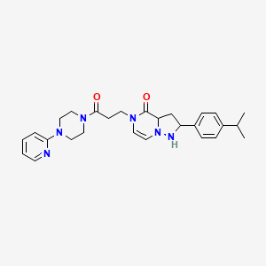 molecular formula C27H30N6O2 B2625511 5-{3-oxo-3-[4-(pyridin-2-yl)piperazin-1-yl]propyl}-2-[4-(propan-2-yl)phenyl]-4H,5H-pyrazolo[1,5-a]pyrazin-4-one CAS No. 1326912-67-7