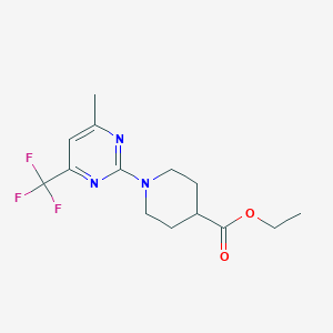 molecular formula C14H18F3N3O2 B2625513 Ethyl 1-[4-methyl-6-(trifluoromethyl)pyrimidin-2-yl]piperidine-4-carboxylate CAS No. 832740-03-1