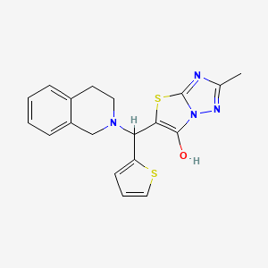 molecular formula C19H18N4OS2 B2625516 5-((3,4-dihydroisoquinolin-2(1H)-yl)(thiophen-2-yl)methyl)-2-methylthiazolo[3,2-b][1,2,4]triazol-6-ol CAS No. 851970-33-7
