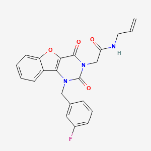 molecular formula C22H18FN3O4 B2625527 N-烯丙基-2-(1-(3-氟苄基)-2,4-二氧代-1,2-二氢苯并呋喃[3,2-d]嘧啶-3(4H)-基)乙酰胺 CAS No. 1251592-53-6