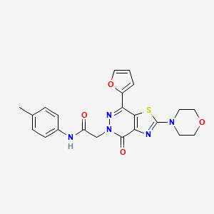 molecular formula C22H21N5O4S B2625536 2-(7-(呋喃-2-基)-2-吗啉-4-氧代噻唑并[4,5-d]嘧啶-5(4H)-基)-N-(对甲苯基)乙酰胺 CAS No. 1202987-90-3