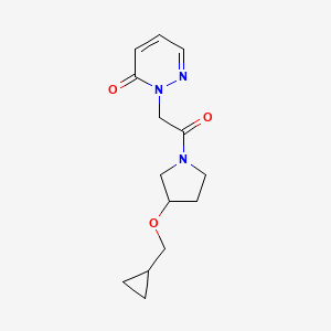 molecular formula C14H19N3O3 B2625560 2-(2-(3-(cyclopropylmethoxy)pyrrolidin-1-yl)-2-oxoethyl)pyridazin-3(2H)-one CAS No. 2034387-20-5