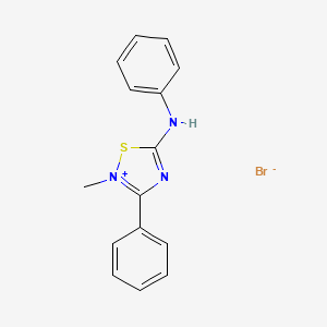 molecular formula C15H14BrN3S B2625564 2-Methyl-3-phenyl-5-(phenylamino)-1,2,4-thiadiazol-2-ium bromide CAS No. 1584698-57-6