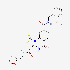 molecular formula C25H24N4O5S2 B2625566 N8-[(2-methoxyphenyl)methyl]-5-oxo-N3-[(oxolan-2-yl)methyl]-1-sulfanylidene-1H,4H,5H-[1,3]thiazolo[3,4-a]quinazoline-3,8-dicarboxamide CAS No. 688791-14-2