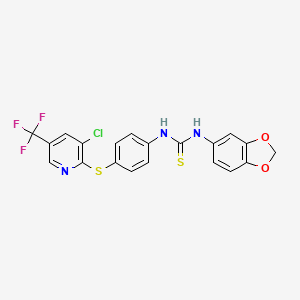 molecular formula C20H13ClF3N3O2S2 B2625567 1-(1,3-Benzodioxol-5-yl)-3-[4-[3-chloro-5-(trifluoromethyl)pyridin-2-yl]sulfanylphenyl]thiourea CAS No. 1024400-92-7