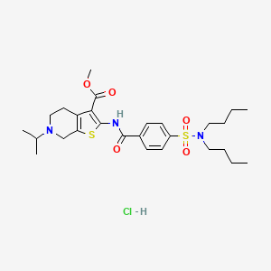 molecular formula C27H40ClN3O5S2 B2625570 2-(4-(N,N-二丁基氨磺酰)苯甲酰氨基)-6-异丙基-4,5,6,7-四氢噻吩并[2,3-c]吡啶-3-羧酸甲酯盐酸盐 CAS No. 1215522-40-9