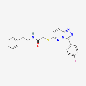 molecular formula C21H18FN5OS B2625573 2-((3-(4-氟苯基)-[1,2,4]三唑并[4,3-b]哒嗪-6-基)硫代)-N-苯乙酰胺 CAS No. 852374-15-3