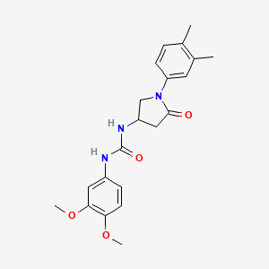 molecular formula C21H25N3O4 B2625575 1-(3,4-Dimethoxyphenyl)-3-(1-(3,4-dimethylphenyl)-5-oxopyrrolidin-3-yl)urea CAS No. 894007-77-3
