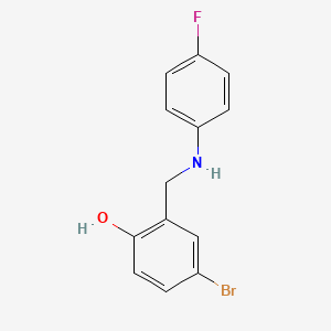 molecular formula C13H11BrFNO B2625576 4-溴-2-{[(4-氟苯基)氨基]甲基}苯酚 CAS No. 329777-34-6