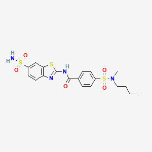 molecular formula C19H22N4O5S3 B2625579 4-[丁基(甲基)磺酰胺基]-N-(6-磺酰胺基-1,3-苯并噻唑-2-基)苯甲酰胺 CAS No. 683259-47-4