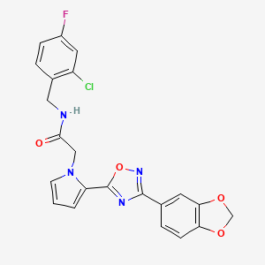 molecular formula C22H16ClFN4O4 B2625584 2-{2-[3-(1,3-benzodioxol-5-yl)-1,2,4-oxadiazol-5-yl]-1H-pyrrol-1-yl}-N-(2-chloro-4-fluorobenzyl)acetamide CAS No. 1260944-53-3