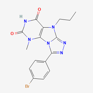 molecular formula C16H15BrN6O2 B2625589 8-(4-Bromophenyl)-1-methyl-5-propylpurino[8,9-c][1,2,4]triazole-2,4-dione CAS No. 921877-45-4