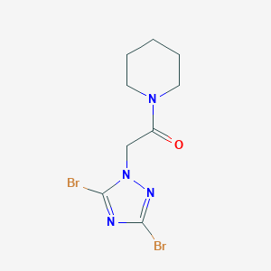 molecular formula C9H12Br2N4O B262559 1-[(3,5-dibromo-1H-1,2,4-triazol-1-yl)acetyl]piperidine 