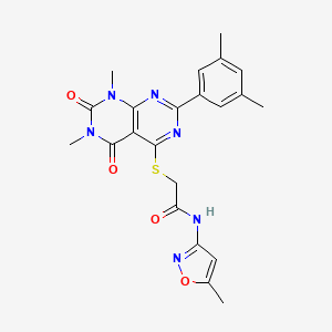 molecular formula C22H22N6O4S B2625599 2-((2-(3,5-二甲苯基)-6,8-二甲基-5,7-二氧代-5,6,7,8-四氢嘧啶并[4,5-d]嘧啶-4-基)硫代)-N-(5-甲基异恶唑-3-基)乙酰胺 CAS No. 872842-61-0