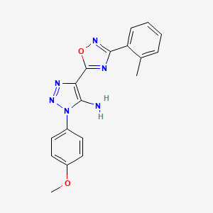 molecular formula C18H16N6O2 B2625606 1-(4-methoxyphenyl)-4-[3-(2-methylphenyl)-1,2,4-oxadiazol-5-yl]-1H-1,2,3-triazol-5-amine CAS No. 892744-55-7