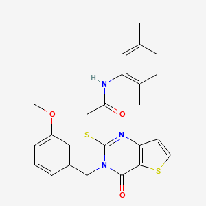 molecular formula C24H23N3O3S2 B2625613 N-(2,5-二甲基苯基)-2-{[3-(3-甲氧基苄基)-4-氧代-3,4-二氢噻吩并[3,2-d]嘧啶-2-基]硫代}乙酰胺 CAS No. 1252825-55-0