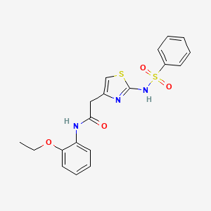molecular formula C19H19N3O4S2 B2625616 N-(2-ethoxyphenyl)-2-(2-(phenylsulfonamido)thiazol-4-yl)acetamide CAS No. 922130-37-8