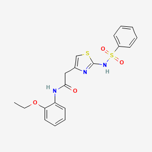 molecular formula C19H19N3O4S2 B2625616 N-(2-乙氧苯基)-2-(2-(苯磺酰胺)噻唑-4-基)乙酰胺 CAS No. 922130-37-8