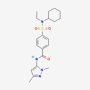 molecular formula C20H28N4O3S B2625620 4-(N-cyclohexyl-N-ethylsulfamoyl)-N-(1,3-dimethyl-1H-pyrazol-5-yl)benzamide CAS No. 1172556-19-2