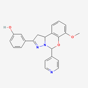 molecular formula C22H19N3O3 B2625635 3-(7-甲氧基-5-(吡啶-4-基)-5,10b-二氢-1H-苯并[e]吡唑并[1,5-c][1,3]恶嗪-2-基)苯酚 CAS No. 899746-86-2