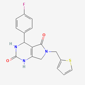 molecular formula C17H14FN3O2S B2625644 4-(4-氟苯基)-6-(噻吩-2-甲基)-3,4,6,7-四氢-1H-吡咯并[3,4-d]嘧啶-2,5-二酮 CAS No. 899985-27-4