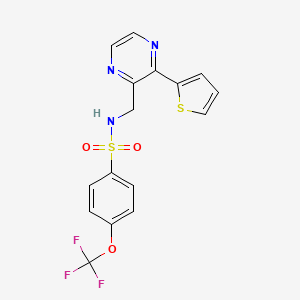 molecular formula C16H12F3N3O3S2 B2625654 N-((3-(thiophen-2-yl)pyrazin-2-yl)methyl)-4-(trifluoromethoxy)benzenesulfonamide CAS No. 2034313-53-4