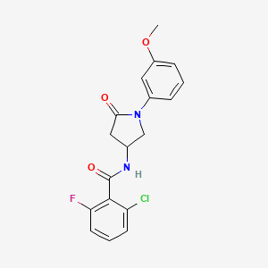 molecular formula C18H16ClFN2O3 B2625658 2-氯-6-氟-N-(1-(3-甲氧苯基)-5-氧代吡咯烷-3-基)苯甲酰胺 CAS No. 896272-06-3