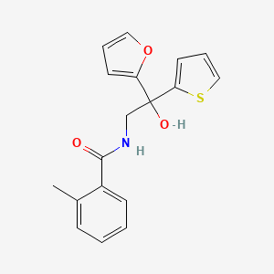 molecular formula C18H17NO3S B2625666 N-(2-(呋喃-2-基)-2-羟基-2-(噻吩-2-基)乙基)-2-甲基苯甲酰胺 CAS No. 2034398-65-5