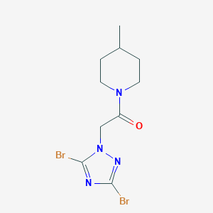 molecular formula C10H14Br2N4O B262567 1-[(3,5-dibromo-1H-1,2,4-triazol-1-yl)acetyl]-4-methylpiperidine 