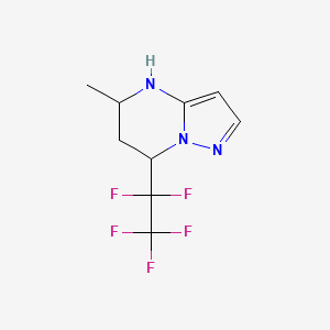 molecular formula C9H10F5N3 B2625678 5-Methyl-7-(perfluoroethyl)-4,5,6,7-tetrahydropyrazolo[1,5-a]pyrimidine CAS No. 869952-89-6