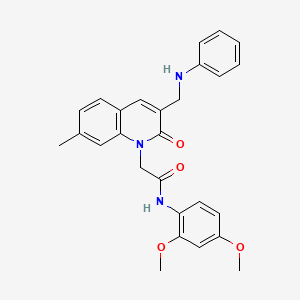 molecular formula C27H27N3O4 B2625687 N-(2,4-二甲氧基苯基)-2-(7-甲基-2-氧代-3-((苯胺)甲基)喹啉-1(2H)-基)乙酰胺 CAS No. 941970-99-6