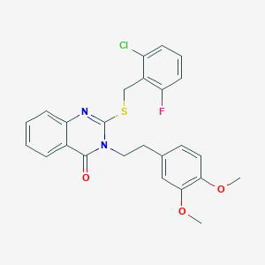 molecular formula C25H22ClFN2O3S B2625699 2-((2-氯-6-氟苯甲基)硫代)-3-(3,4-二甲氧苯乙基)喹唑啉-4(3H)-酮 CAS No. 443347-96-4