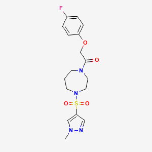 molecular formula C17H21FN4O4S B2625703 2-(4-fluorophenoxy)-1-(4-((1-methyl-1H-pyrazol-4-yl)sulfonyl)-1,4-diazepan-1-yl)ethanone CAS No. 2034488-24-7