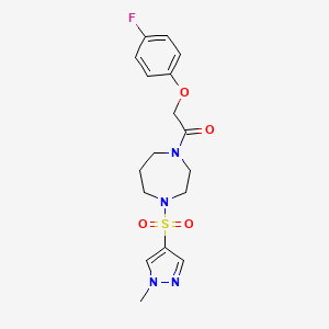 molecular formula C17H21FN4O4S B2625703 2-(4-氟苯氧基)-1-(4-((1-甲基-1H-吡唑-4-基)磺酰基)-1,4-二氮杂环-1-基)乙酮 CAS No. 2034488-24-7